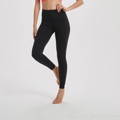 Pantaloni da yoga a vita alta da donna con tasche